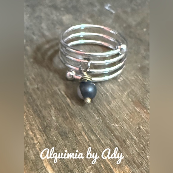 Alquimia Jewelry - Black obsidian charm silver gem ring